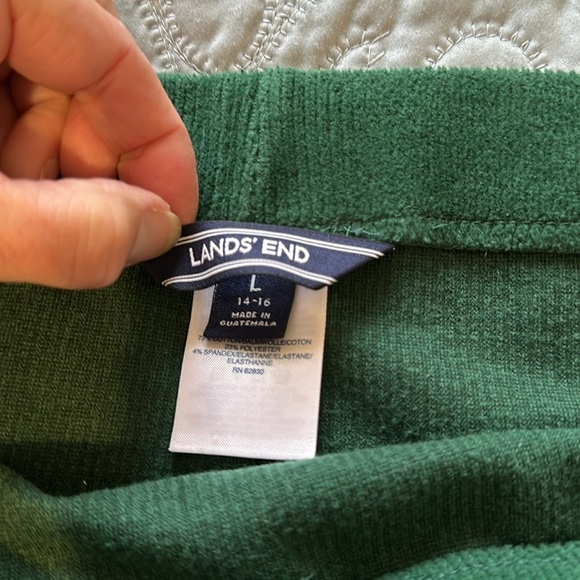 Lands End Sport Knit Corduroy skirt Green midi EUC LG - Picture 4 of 5